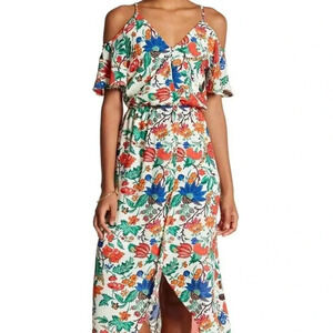 NEW Fraiche By J Cold Shoulder Floral Maxi Dress